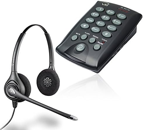 VXI Telephone with Dialpad and Headset | Plug n Play | Combo Package with D200 and Plantronics Supra HW261N Headset