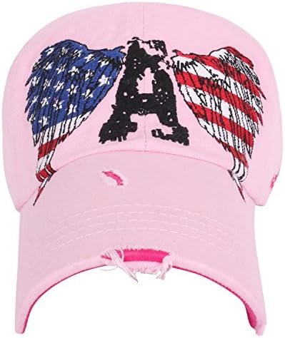 ililily Eagle & USA Flag Embroidery Pre-curved Adjustable Hat Baseball Cap (ballcap-1036-2)