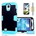 Galaxy S4 Case, Tradekmk(TM) Latest Fashion Hot Sale Hybrid Hard Soft Combo Three-in-one Durable Bumper Armor Back Case Cover Protector Compatible with Samsung Galaxy S4 i9500[+Stylus+Screen Protector+Cleaning Cloth]-(Black+Blue)
