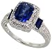 Jewelry : 10k White Gold Ring 7/16" (11mm) wide, w/ 3.0 Total Carat Weight of Round Brilliant Diamonds & Lab Created Blue Sapphire Stones