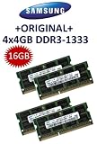 Produkt-Bild: Samsung 16GB Dual Channel Kit 4x 4GB, 204 pin, DDR3-1333 SO-DIMM (1333Mhz, PC3-10600S, CL9)