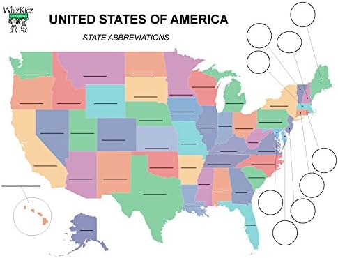 WhizKidz Dry-Erase Learning Poster/Placemat: United States Map 17" x 11"