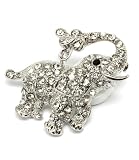 Super Cute Ice Crystal Covered Elephant Bathing Pin/Pendant/Broach Silver Tone