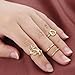 4pcs Fashion New Women Girl Rhinstone Heart Leaves Leaf Circle Knuckle Rings Set