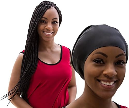 #1 Top Rated Extra Large Swim Cap - Waterproof Silicone, Slip-On, Comfort-Fit Design - High-Quality Swim Cap Or Shower Cap For Dreadlocks, Longer Hair &amp; High-Volume Hair Styles - A Nice Addition To Your Swimming Equipment Accessories (Black XL)