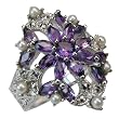 Amethyst Angel Bloom Silver Natural Seed Pearl Ring - Dahlia Vintage Collection Amethyst Angel Bloom Silver Natural Seed Pearl Ring - Dahlia Vintage Collection