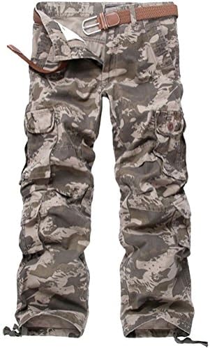 Foocc Mens Multi Color Casual Cotton Plus Size Military CARGO CAMO Pants Trousers Spray Camouflage 38