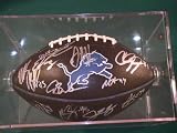 2011 Detroit Lions Team Signed Autographed Football Stafford , Johnson Coa + Hologram w/ Football Holder