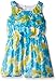 Nannette Girls' Printed Chiffon with Contrast Ribbon Belt Dress