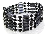Black Silver Beaded Hematite Magnetic String Necklace Bracelet Choker Wrap ** Free UK Delivery **