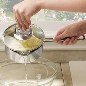1.5QT/1.4L Krona Stainless Steel Vented Sauce Pan with Straining Lid and Long Handle