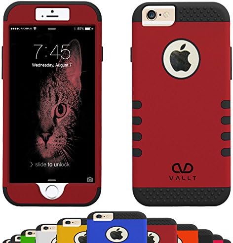 iPhone 6s / 6 Plus Case, (5.5 Inch) Impact Resistant Dual Layer Armor Hard / Soft Heavy Duty Shock Absorbent Drop Protective Cases By Vallt Cover For Apple I Phone - Lifetime Guarantee (Rocking Red)