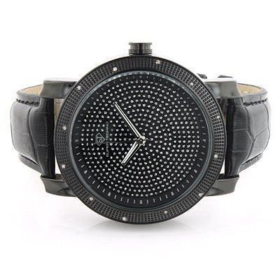 Black Mens Diamond Watch 0.12 ct Super Techno