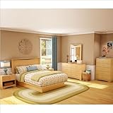 South Shore Copley Wood Panel Headboard 4 Piece Bedroom Set in Natural Mapl ....