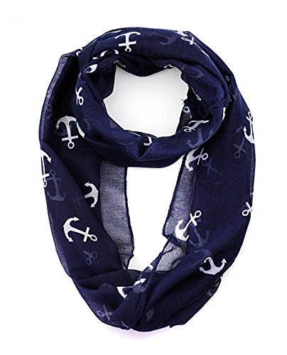 NYfashion101 Women's Nautical Marine Anchor Print Infinity Cowl Scarf