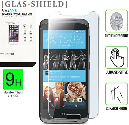 Temper Glass [9H] HD Clear Clarity and Touchscreen .03mm Tempered Glass Protector [GLAS SHIELD] (HTC Desire 526)