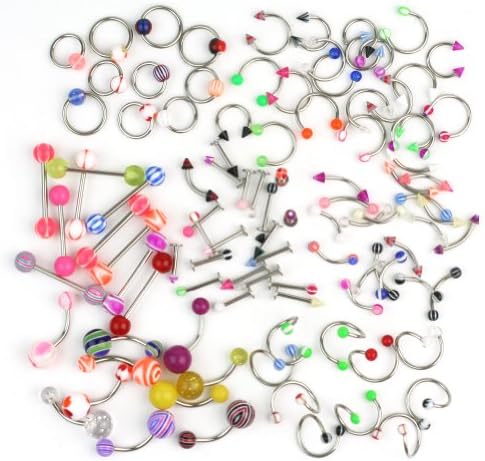 100 Labret Lip Belly Tongue Bar Ring Barbell Body Piercing Jewelry