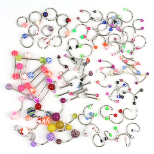 100 Labret Lip Belly Tongue Bar Ring Barbell Body Piercing Jewelry