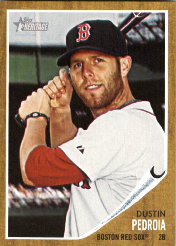 2011 Topps Heritage Baseball Card # 345 Dustin Pedroia - Boston Red Sox - MLB Trading Card in Screwdown Case