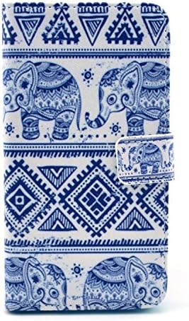 LG G3 Cute PU Leather Case, Noarks Ceslysun Color Printing Pouch Wallet Leather Protection Cover with Card Holder for LG G3 (A-Blue Elephant)