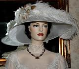 Kentucky Derby Hat Edwardian Hat Tea Hat Designed by Darna "Run for the Roses Crystal Fairy" White