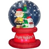 6' Peanuts Snoopy Christmas Airblown Inflatable Happy Holidays Globe with LED Lights Charlie Brown Gemmy