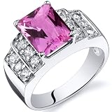 Radiant Cut 3.00 carats Pink Sapphire Cubic Zirconia Ring in Sterling Silver Available in Sizes 5 thru 9