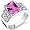 Radiant Cut 3.00 carats Pink Sapphire Cubic Zirconia Ring in Sterling Silver Rhodium Finish Size 5, Available in Sizes 5 thru 9