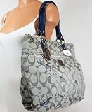 Authentic Coach Poppy Signature Glamour Tote Bag 18711 Grey Blue