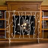 SEI Bird and Branch Antique White Fireplace Screen