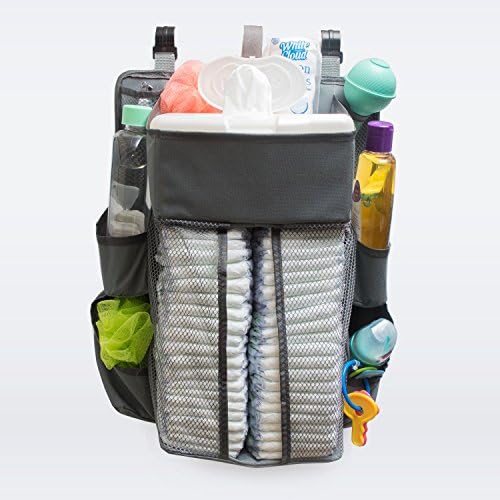 Baby Diaper Caddy & Nursery Organizer - 17 X 13.5 Inches - Durable, Safe Material - 40 Diaper Capacity - 8 Compartments Of Various Sizes That Can Hold All Baby Essentials - Sturdy Hooks For Easy Use