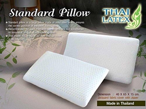 2 X Packs Green Health 100% Natural Latex Pillows Hypoallergenic King Size 100% Genuine Natural Latex Talalay / Jacuard Fabric Cover with Zipper - Made in Thailand / Standard Pillows (King Size)