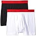 Calvin Klein Men's Cotton Classics Boxer Brief, White/Red Waistband/Black, Medium (Pack of 2)