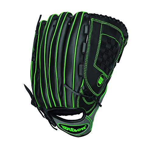 Wilson 643 Slowpitch Softball Glove, Black/Coal/Neon Green, 14Inch