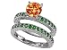 2.05 cttw Sterling Silver 14K White Gold Plated Lab Created Round Orange Sapphire Wedding Set - Gold Plated Silver