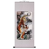 Handmade Tiger Scroll Wall Art Painting