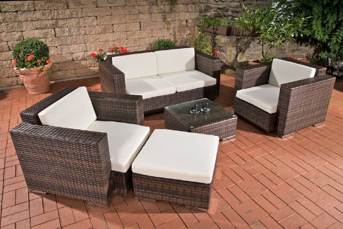 2-1-1 Polyrattan Gartengarnitur braun