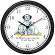 Dalmatian & White Cat - Dog & Cat Cartoon or Comic - JP Animal Wall Clock by WatchBuddy Timepieces (White Frame)