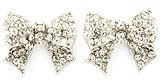 Gorgeous Boutique Quality Crystal Pavé Ribbon Bow Stud Earrings - Silver Rhodium Plated