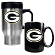 Green bay Packers NFL Travel Mug & Ceramic Mug Set - Primary logo by Great American Products