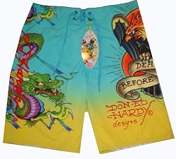 Men's Ed Hardy Swim Trunks Bathing Suit Size 34