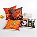 HOSL PW02 4-Pack Happy Halloween Square Decorative Throw Pillow Case Cushion Cover Spider Moon Bat Pumpkin