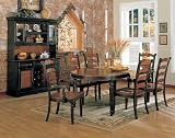 7pc Longoria Country Style Oval Hardwood Dining Table & Chair Set