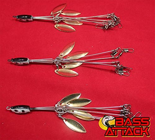 BassAttack Lot of 3 5 Arm 4 Blades Umbrella Alabama Rigs Gizzard Shad Color