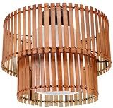 Trio-Leuchten 607100140 Deckenleuchte, Ausführung Holz mit Stoff-Innenschirm