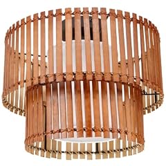 Trio-Leuchten 607100140 Deckenleuchte, Ausf�hrung Holz mit Stoff-Innenschirm
