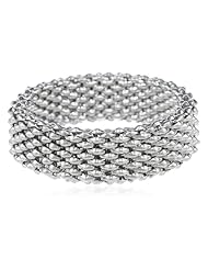Stainless Steel High Polished Stretch Bracelet, 3.7"