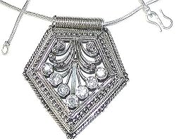 Zircon Pendant with Chain Sterling Silver Jewelry 2.25 Inches