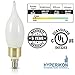 Hyperikon LED Candle 3-Watt (30-Watt), Flame Tip Chandelier Bulb, Gold Housing, Candelabra Base (E12), 2700K (Warm Glow, Frosted Cover, 340°-Beam Angle, Dimmable, UL-Listed