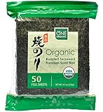 ONE ORGANIC Sushi Nori Premium Roasted Organic Seaweed (50 Full Sheets)